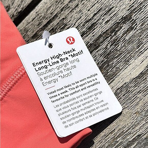 Lululemon Energy High-Neck Longline B–D Cups Raspberry Cream LOGO Size 12 NWT - Picture 5 of 7